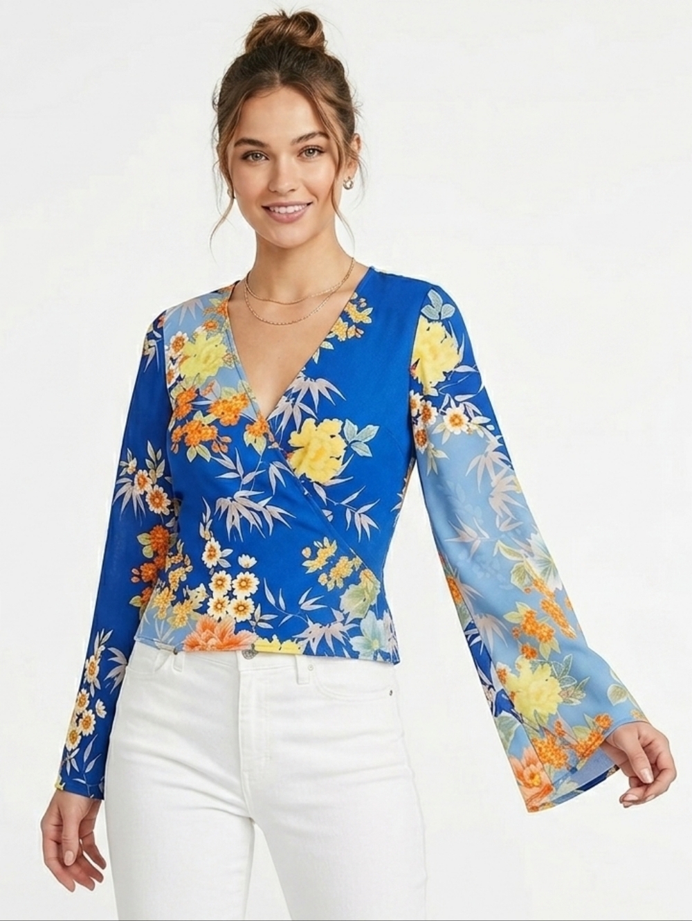 Guess Cross Over Floral Top - Picture 1 of 13